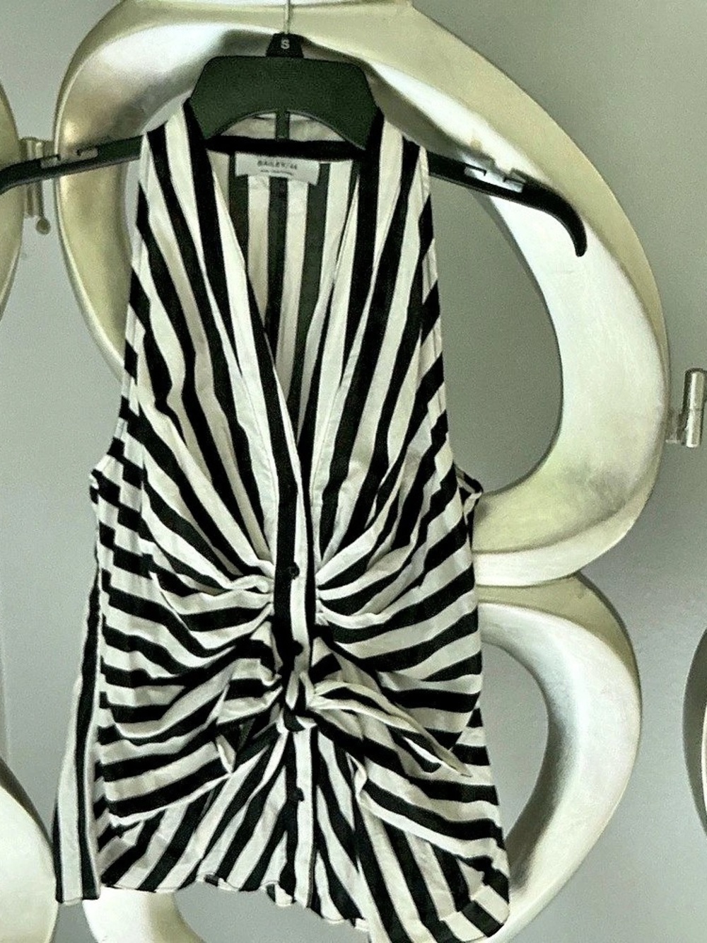 Bailey/44 Striped Ruched Mini Dress in Black & White Size Small